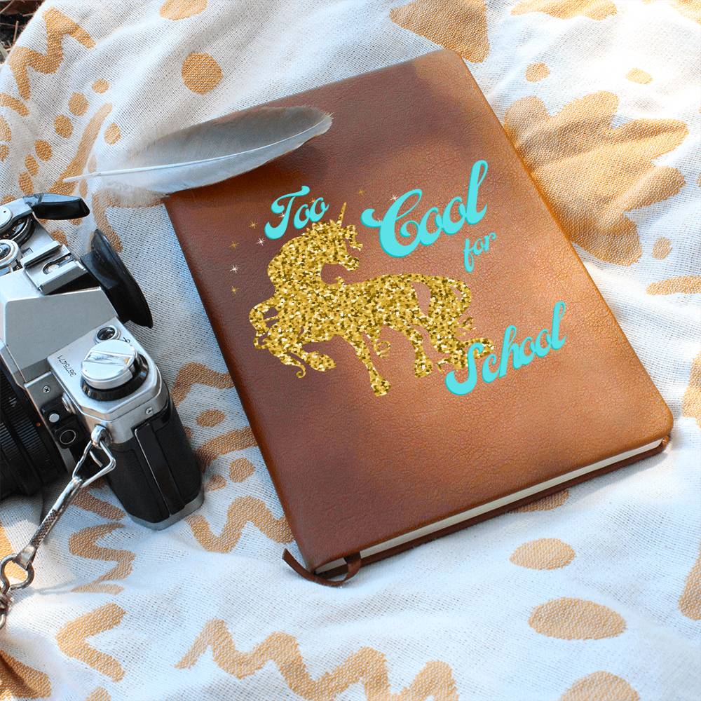 Too Cool For School Vegan Leather Bound Blank Journal, Notebook, Diary For Horse Lovers