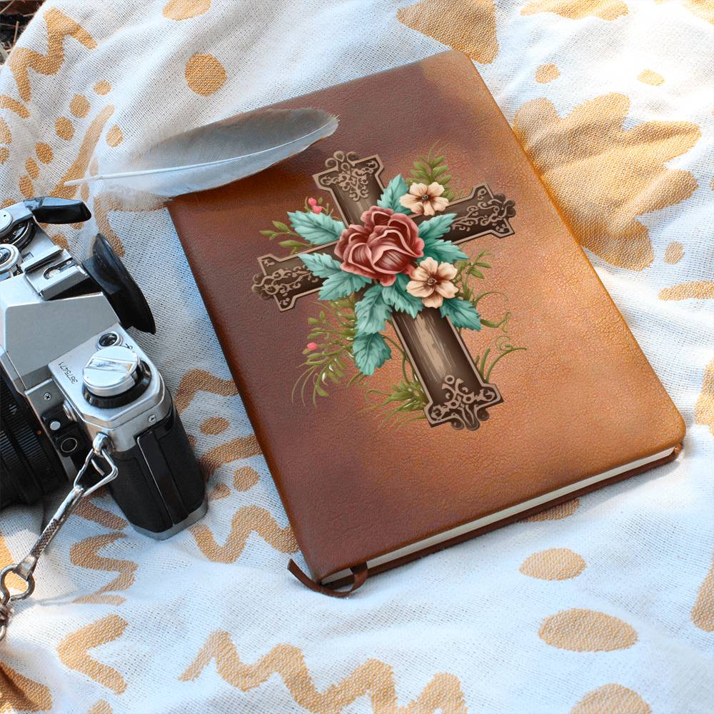 Faith Cross Christian Vegan Leather Bound Journal, Notebook, Diary