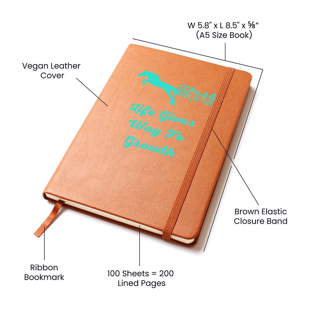 Graphic Leather Journal: Life Gives Way to Growth - Seize Every Page