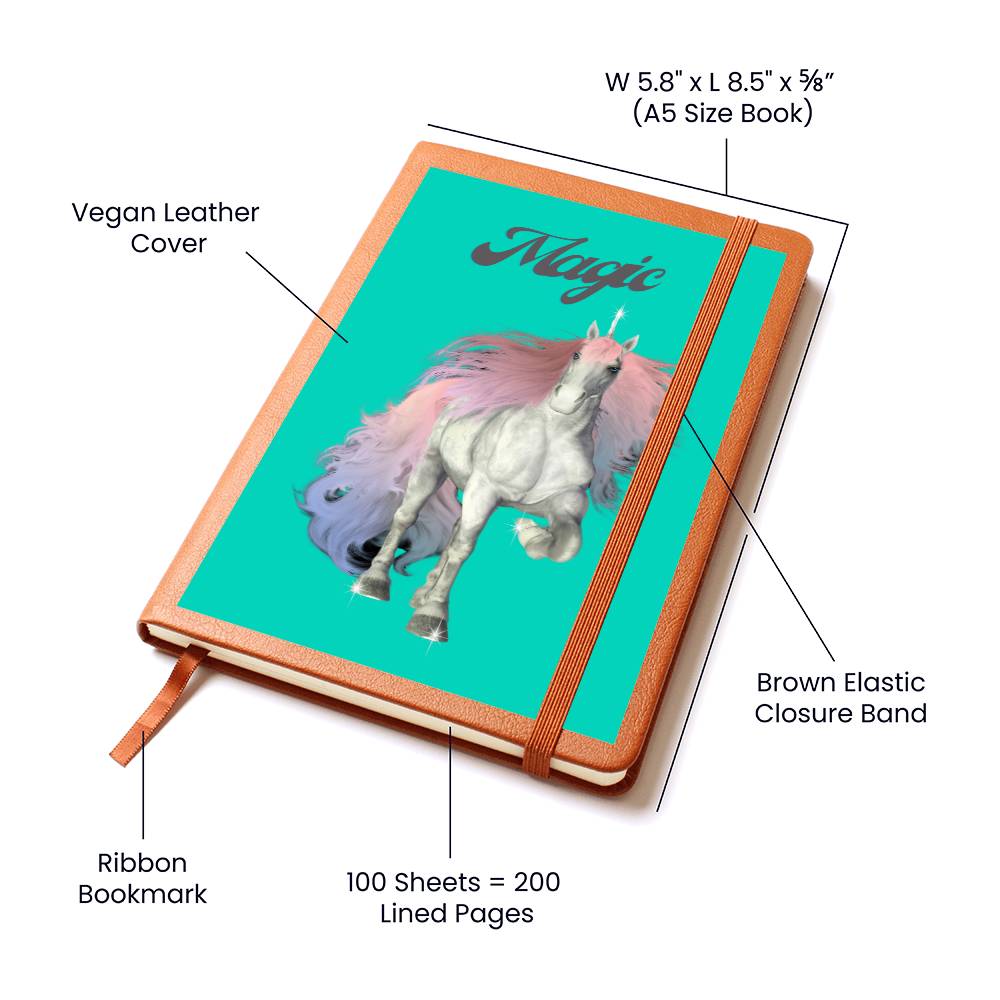 Teal Magic Unicorn Blank Journal, Notebook, Diary