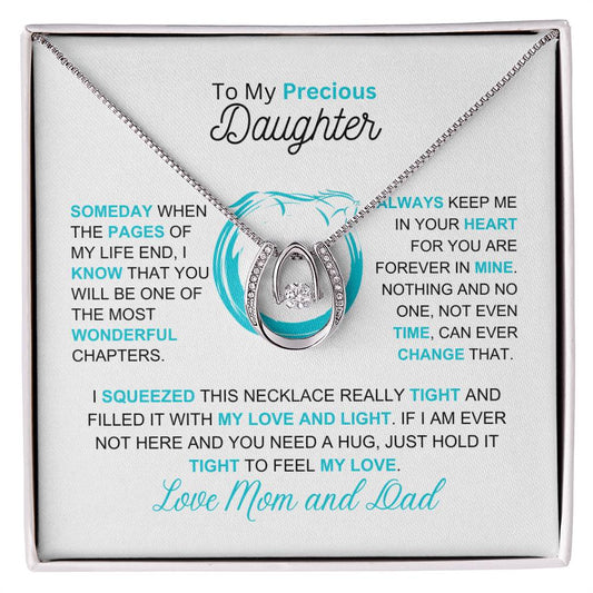 To My Daughter From Mom and Dad- Love and Light - Lucky Horseshoe Necklace