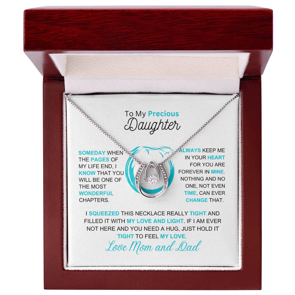 To My Daughter From Mom and Dad- Love and Light - Lucky Horseshoe Necklace
