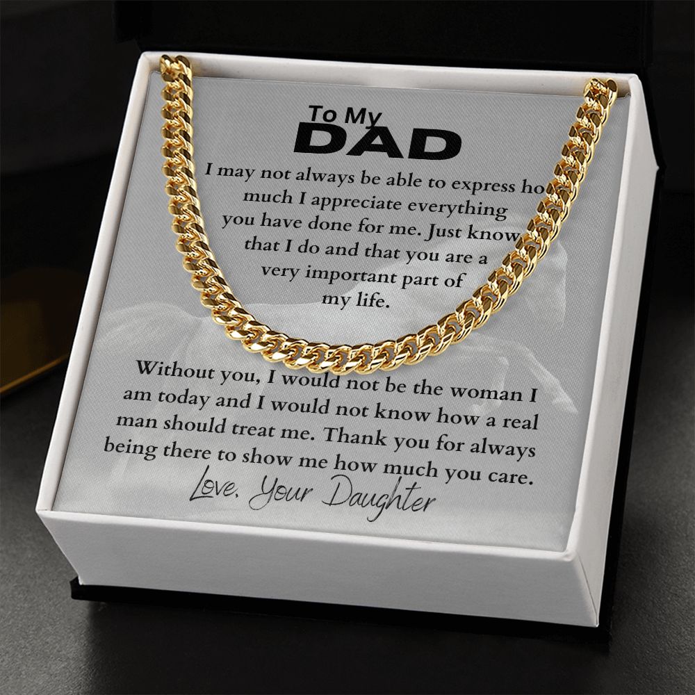 Father's Day Cuban Link Chain Necklace From Daughter