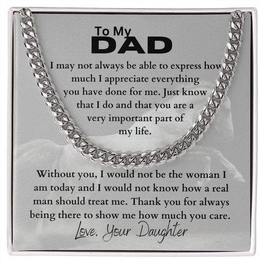 Father's Day Cuban Link Chain Necklace From Daughter