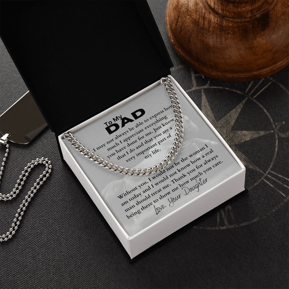 Father's Day Cuban Link Chain Necklace From Daughter