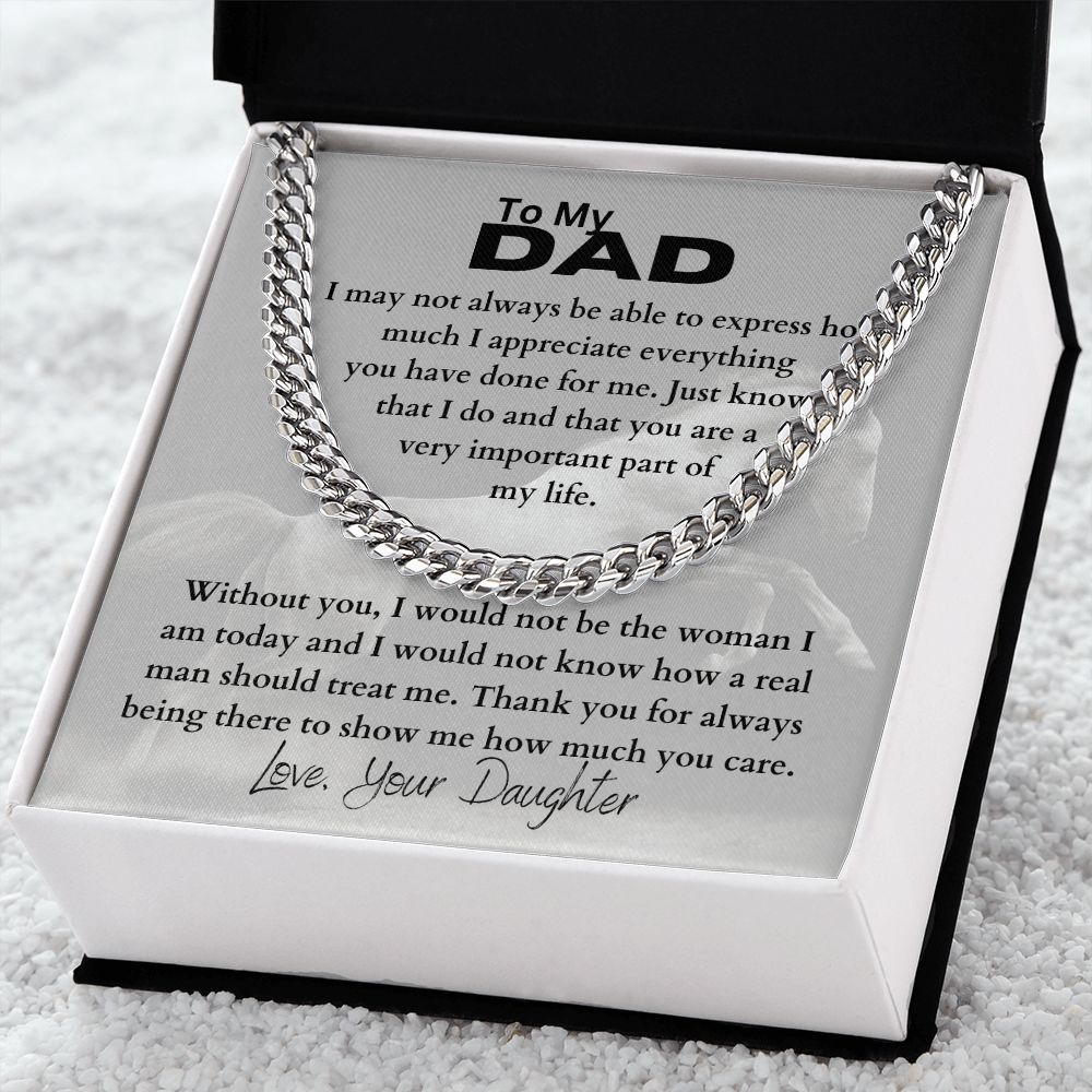 Father's Day Cuban Link Chain Necklace From Daughter