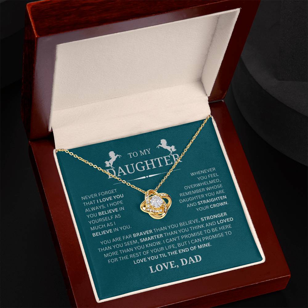 To My Daughter From Dad- Straighten Your Crown - Love Knot Necklace