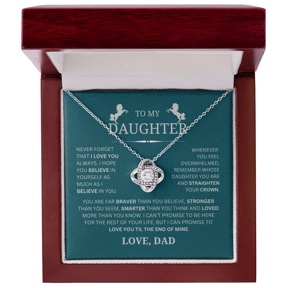 To My Daughter From Dad- Straighten Your Crown - Love Knot Necklace