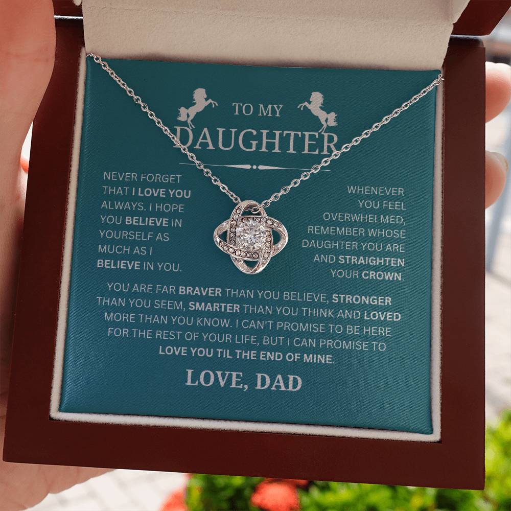 To My Daughter From Dad- Straighten Your Crown - Love Knot Necklace