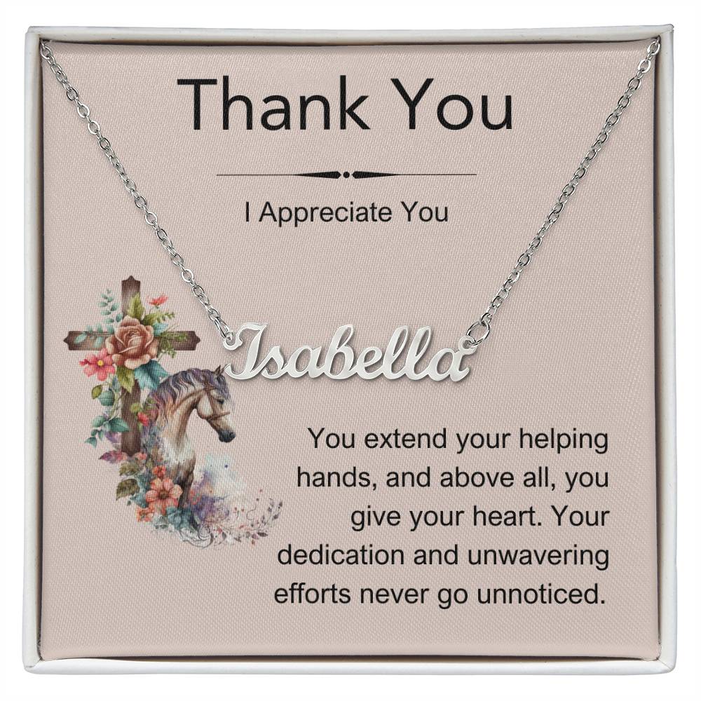 Personalized Name Necklace With Heartfelt Thank You Message