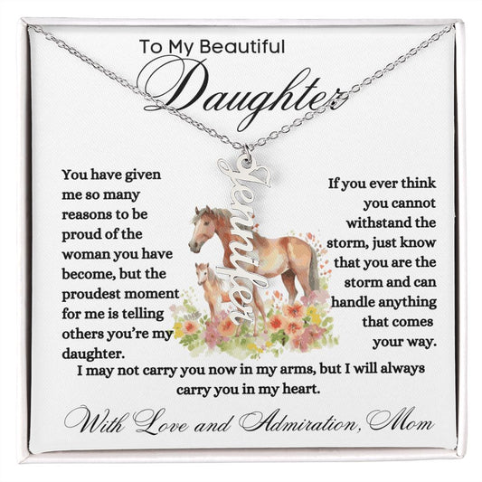 To My Beautiful Daughter Name Necklace Gift For Birthday, Christmas, Daughter Day