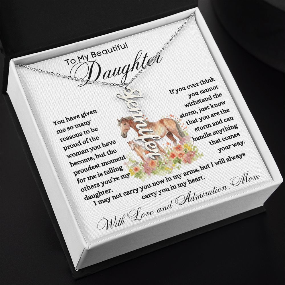 To My Beautiful Daughter Name Necklace Gift For Birthday, Christmas, Daughter Day