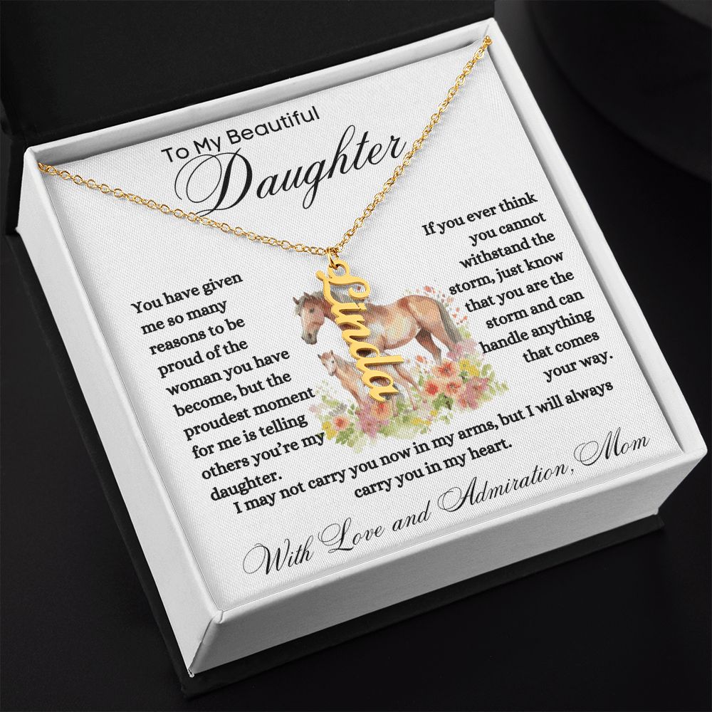 To My Beautiful Daughter Name Necklace Gift For Birthday, Christmas, Daughter Day