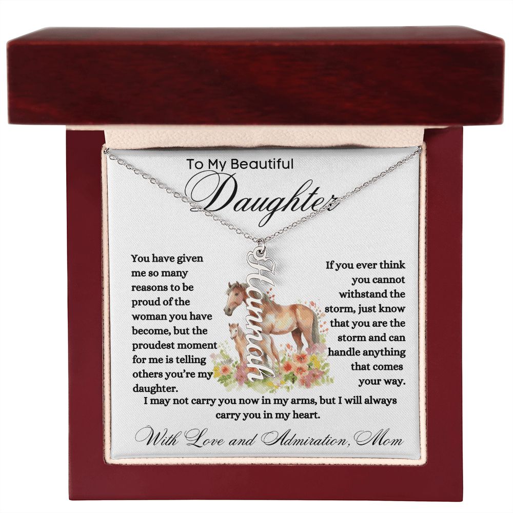 To My Beautiful Daughter Name Necklace Gift For Birthday, Christmas, Daughter Day