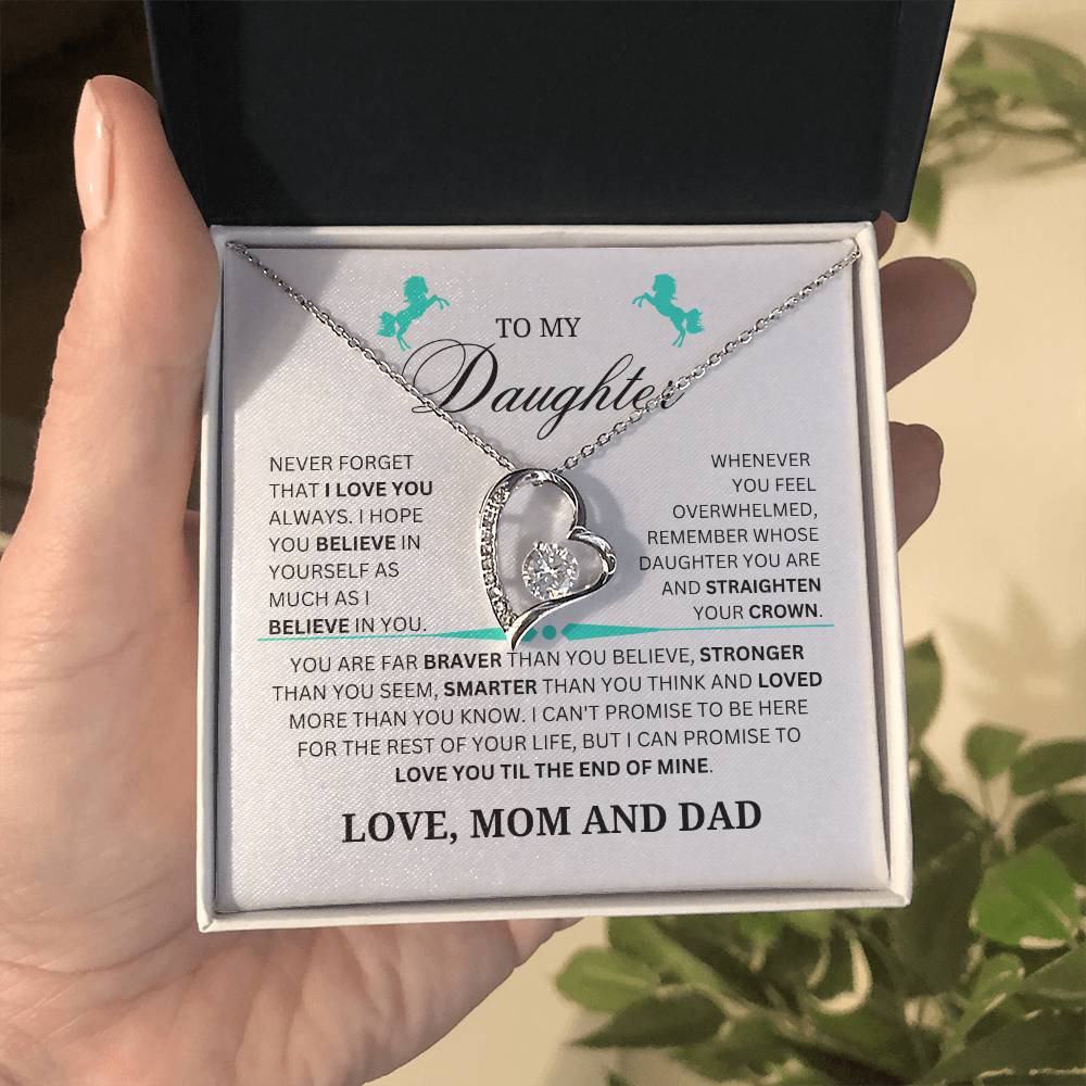 Daughter Forever Love Necklace From Mom and Dad