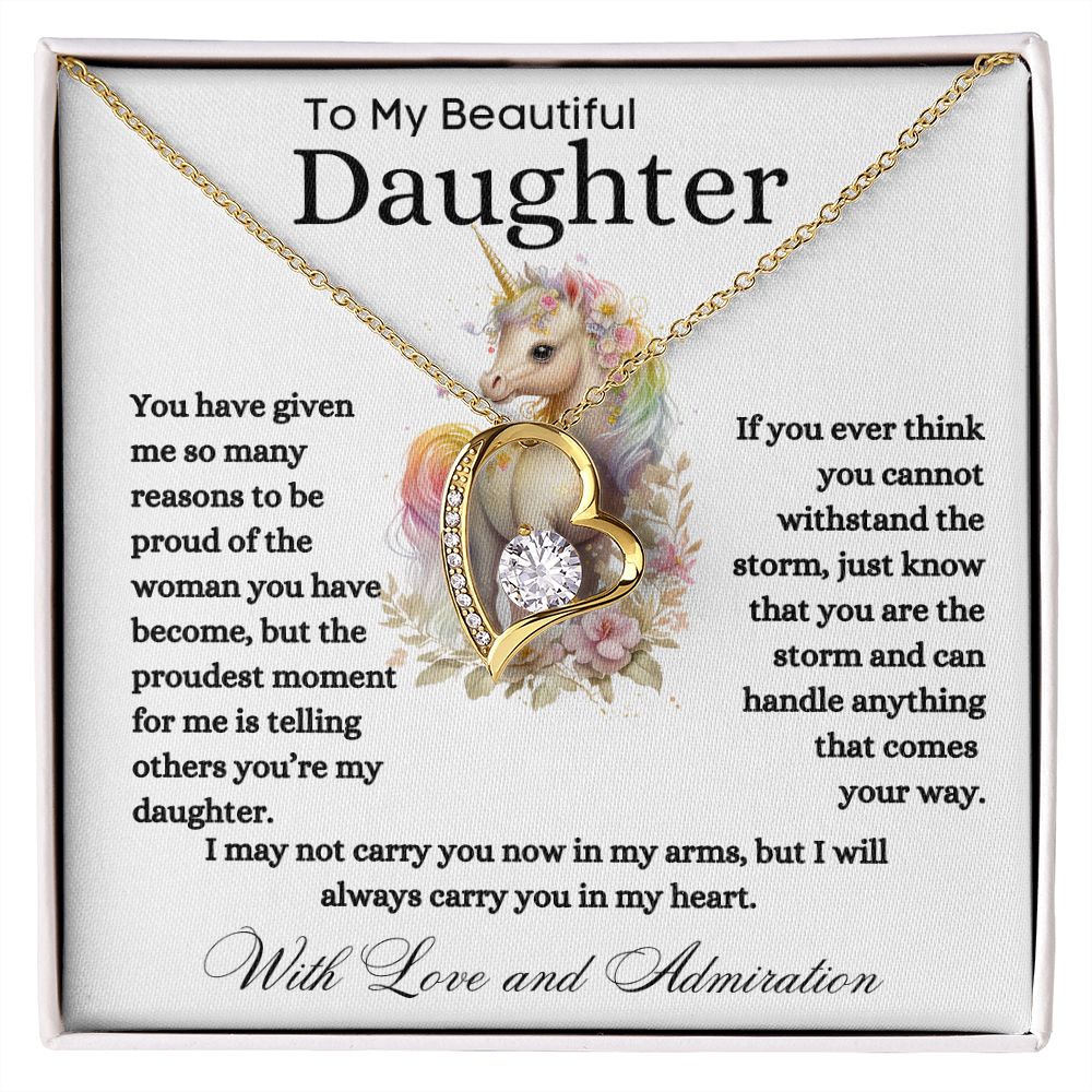 To My Beautiful Daughter Forever Love Necklace Unicorn Love