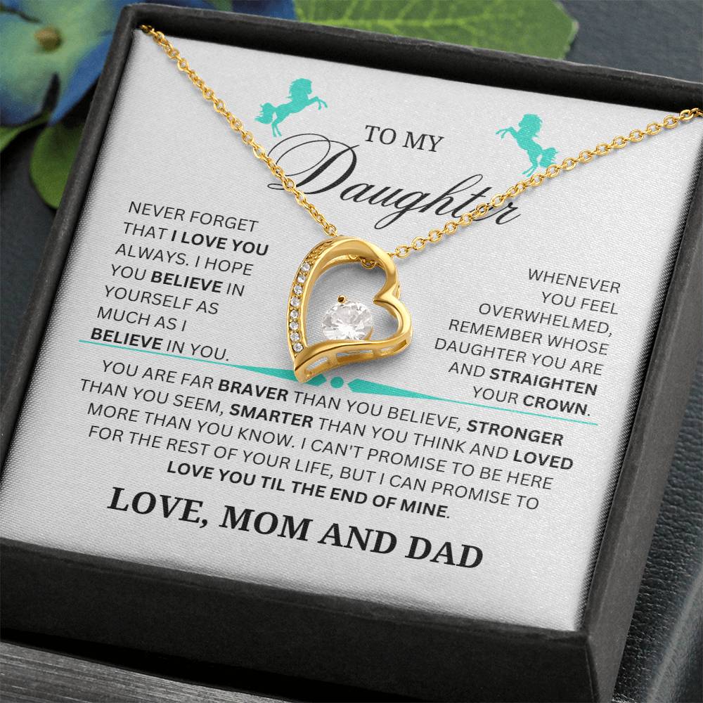 Daughter Forever Love Necklace From Mom and Dad