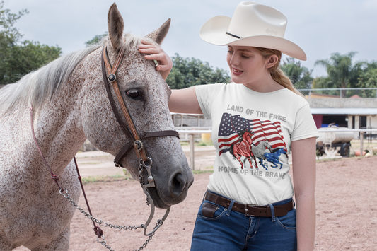 Ladies Land of the Free, Home of the Brave, Memorial Day T-Shirt, 4th Of July T-Shirt