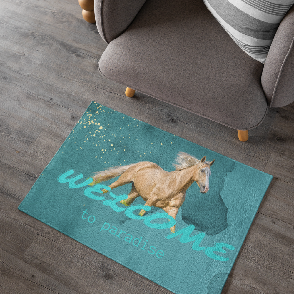 Welcome to Paradise Barn/Tack Entrance Rug, Palomino Horse