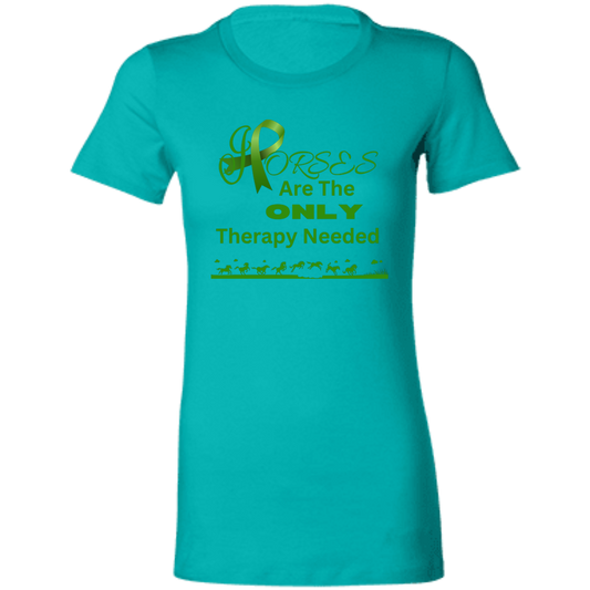 Horses Are The Only Therapy Needed Ladies T-Shirt for Cerebral Palsy Awareness Month - MyAllOutHorses