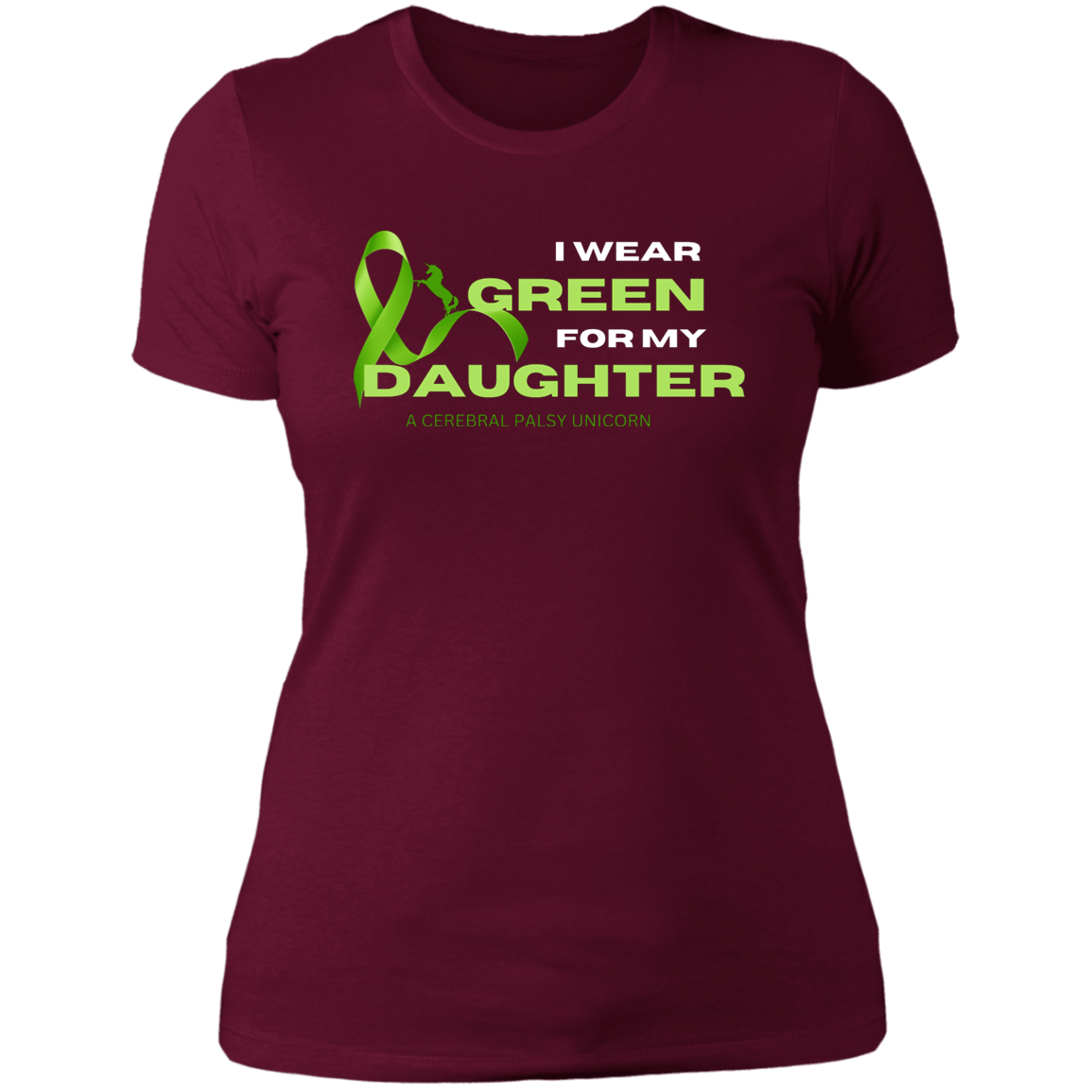 A Cerebral Palsy March Awareness Unicorn Ladies T-Shirt, Special Needs, Daughter, Green, Traumatic Brain Injury, Horse Shirt, Support - MyAllOutHorses