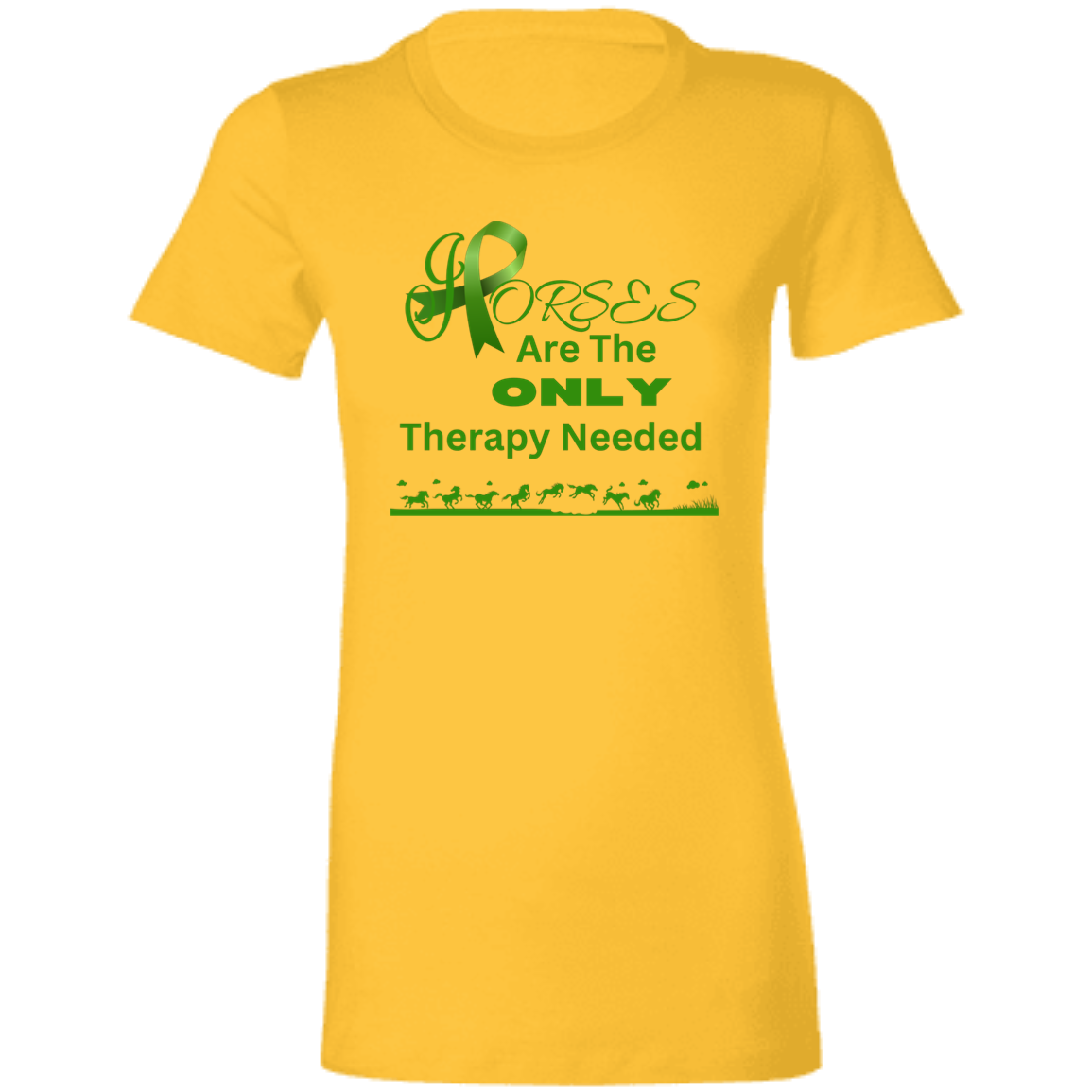 Horses Are The Only Therapy Needed Ladies T-Shirt for Cerebral Palsy Awareness Month - MyAllOutHorses