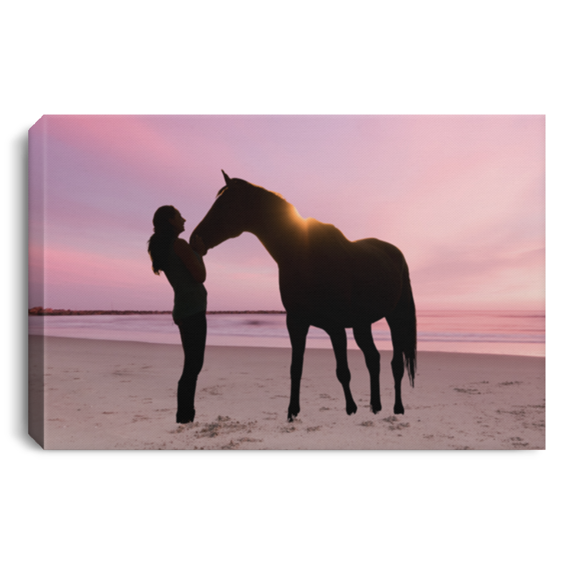 I See You Horse and Owner Silhouette on The Beach Canvas Art - MyAllOutHorses