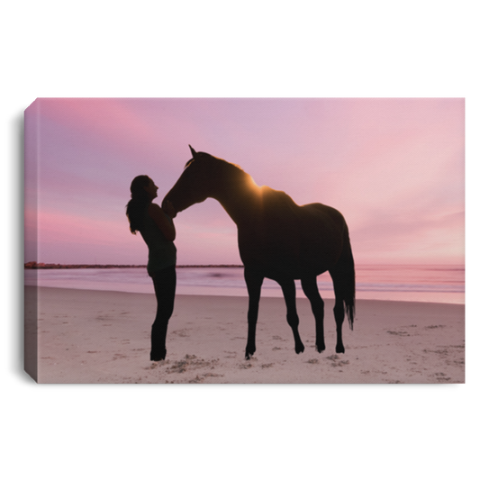 I See You Horse and Owner Silhouette on The Beach Canvas Art - MyAllOutHorses
