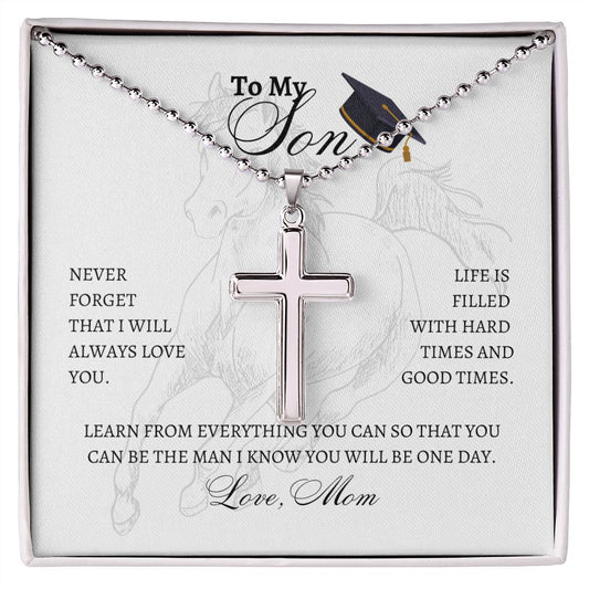 Son Graduation Gift From Mom Cross Necklace - MyAllOutHorses