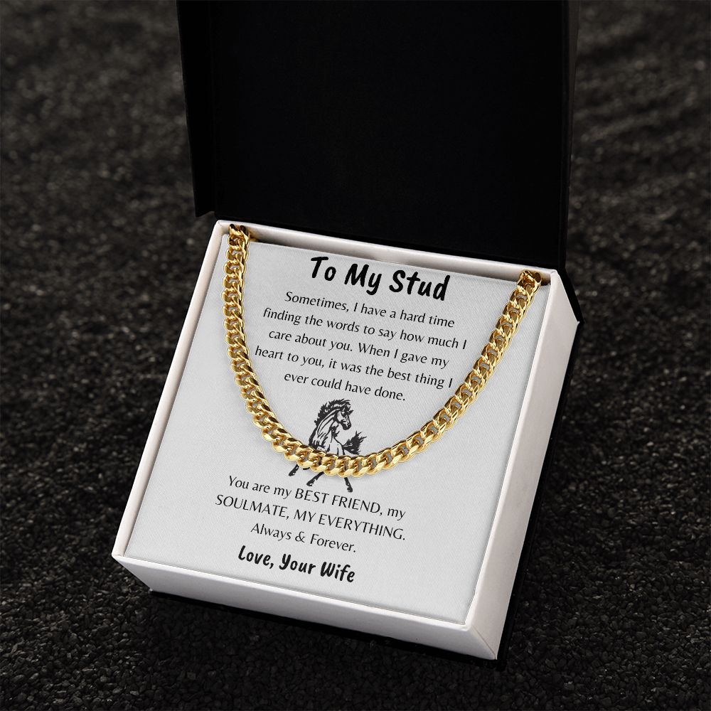 To My Stud Cuban Chain Necklace Gift From Wife To Husband, Soulmate - MyAllOutHorses