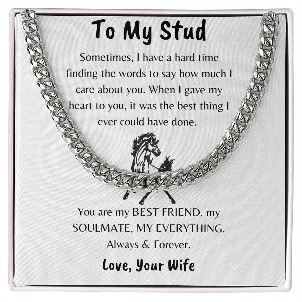 To My Stud Cuban Chain Necklace Gift For Husband, Soulmate