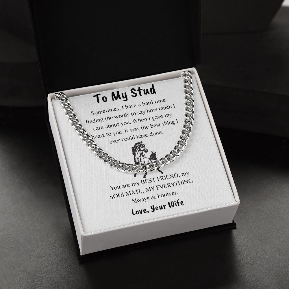 To My Stud Cuban Chain Necklace Gift From Wife To Husband, Soulmate - MyAllOutHorses