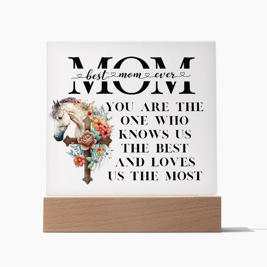 Best Mom Ever Acrylic Sign For Mom With Wood Base For Display - MyAllOutHorses