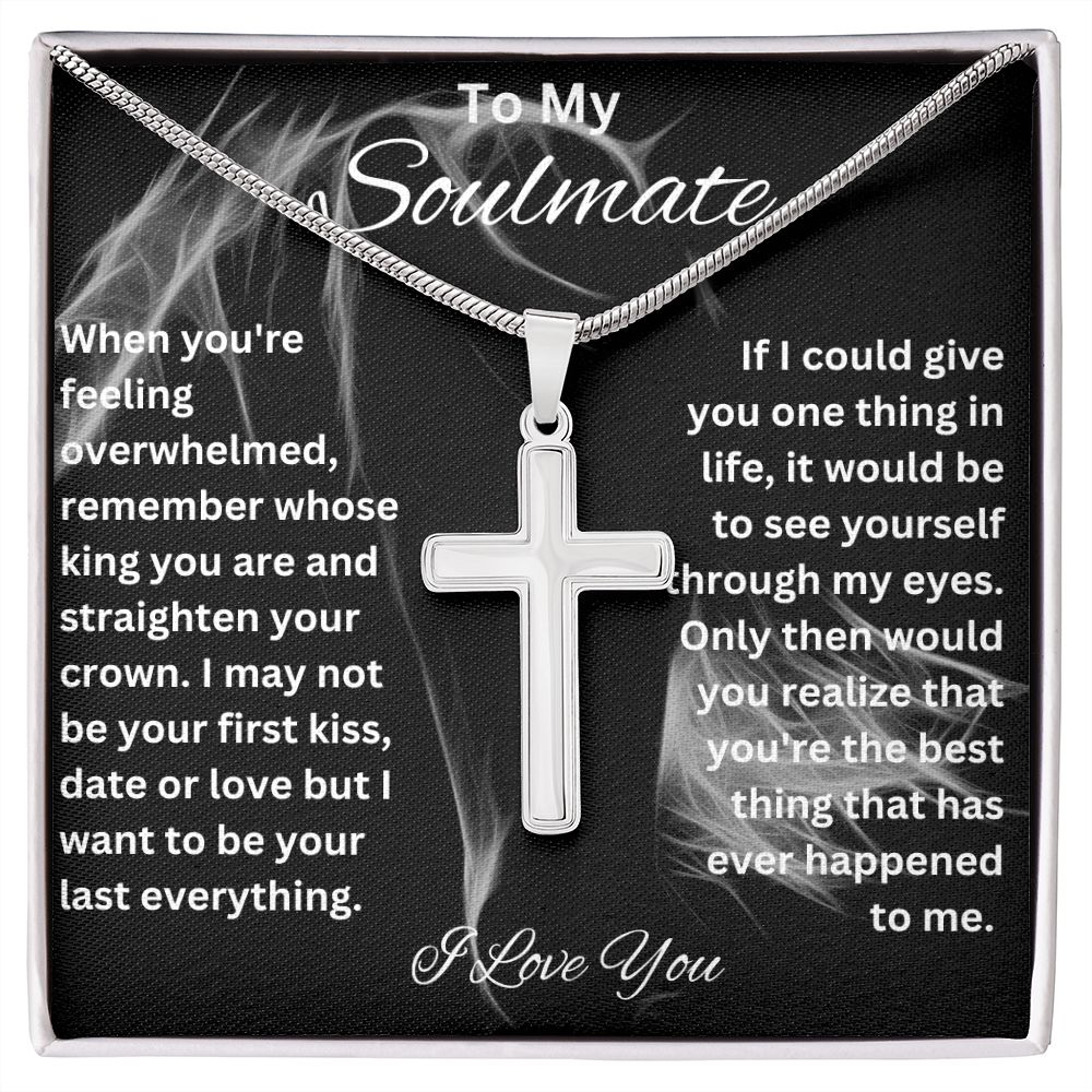Straighten Your Crown My King | Stainless Steel Cross Necklace for Soulmate, Husband, Boyfriend - MyAllOutHorses