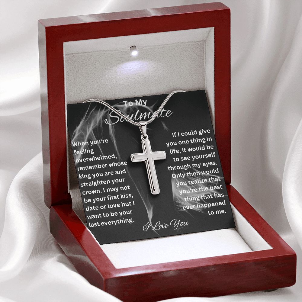 Straighten Your Crown My King | Stainless Steel Cross Necklace for Soulmate, Husband, Boyfriend - MyAllOutHorses