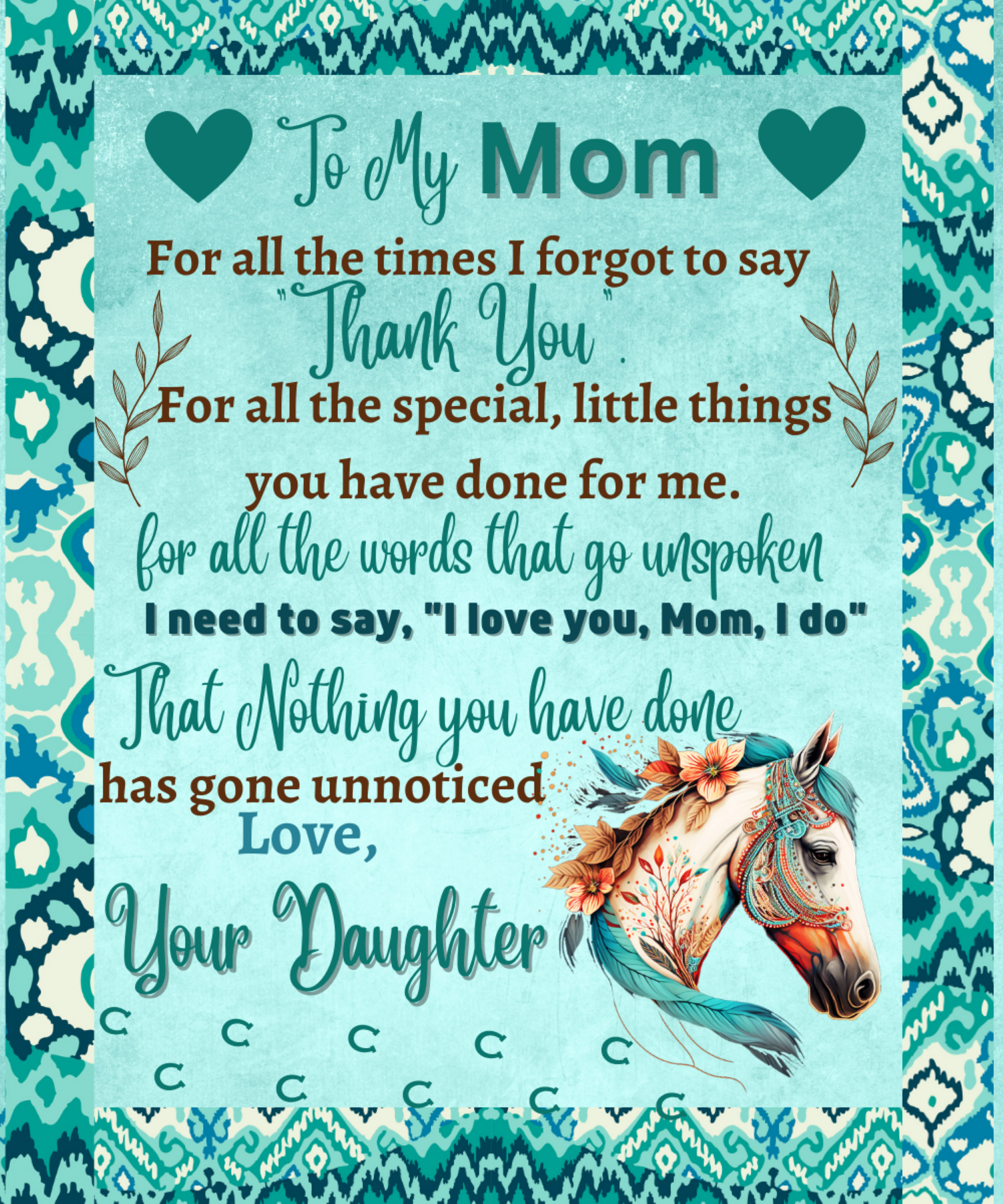 60x80 I Love You Mom, Gift Blanket For Mother's Day, Birthday Gift - MyAllOutHorses