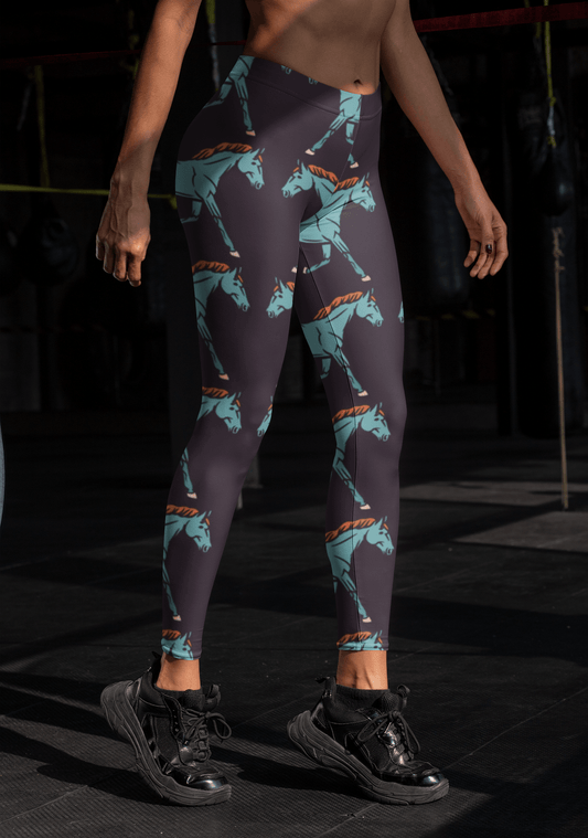 Teal Horses Running Leggings For Any Occasion - MyAllOutHorses